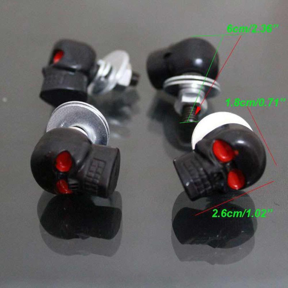2Pcs Motorcycle Skull License Plate Frame Bolts Screws Auto License Plate Screws Car Truck Fastener Cap Bolts For Any 6mm Bolts Stem Caps1