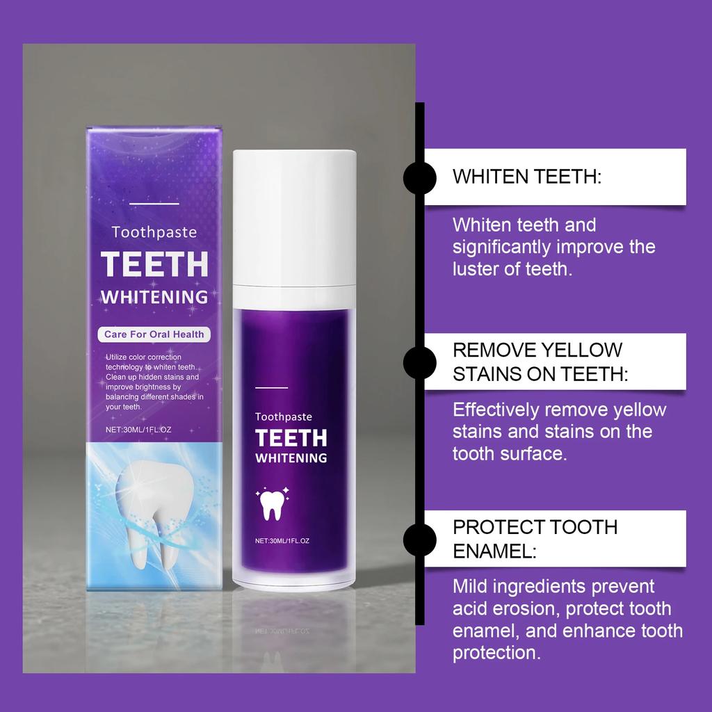 Purple Corrector Teeth Whitening Toothpaste Removal Tooth Stains Cleaning Oral Hygiene Bleaching Dental Fresh Breath Tooth Care