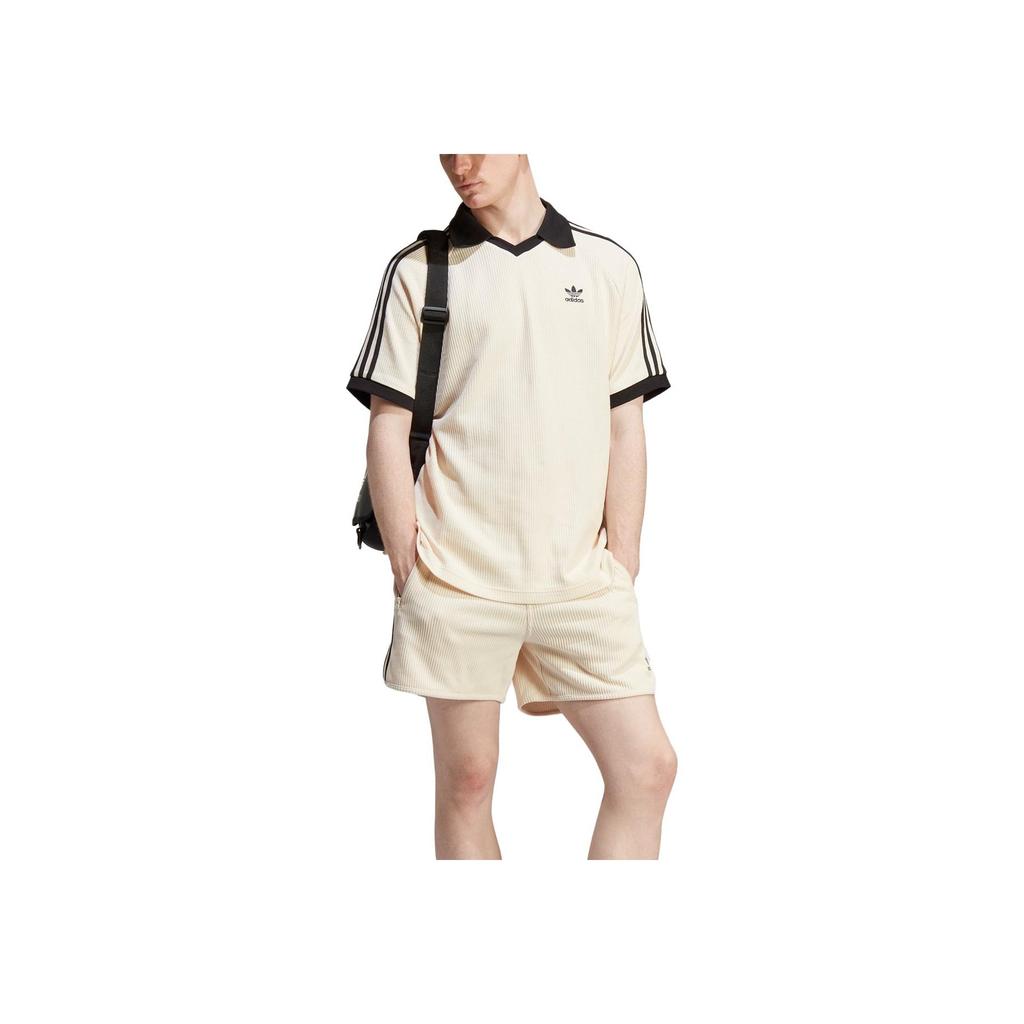 Adidas Originals American Retro Series Contrast Logo Print Sports Short Sleeve Polo Men Tops Off-White HA9311