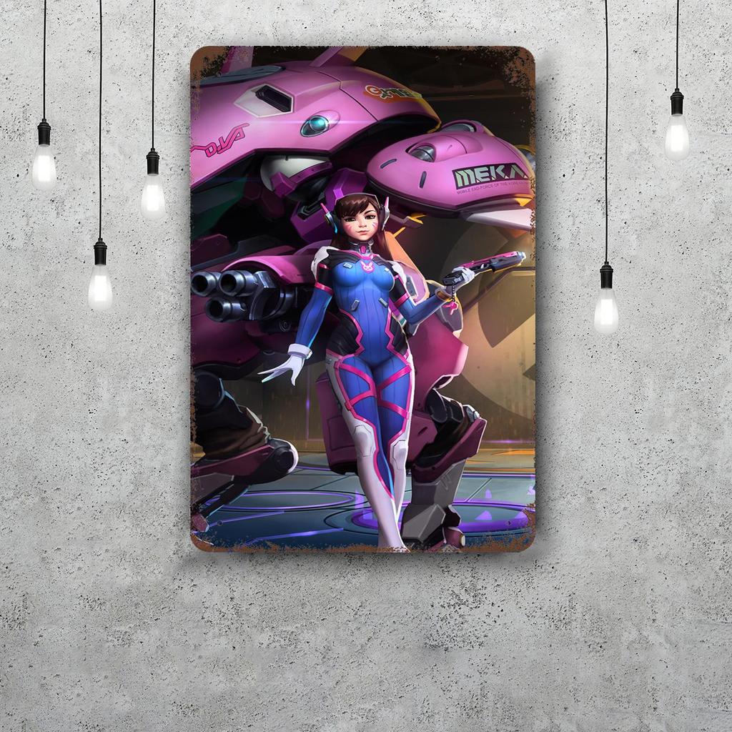 dva overwatch Funny Bar Metal Sign Retro Plaque Vintage Sign Alcohol Drinker Pub Club Man Cave Kitchen Wall Decoration