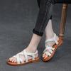 2025 new summer cowhide cross flat heel rubber soft sole casual breathable light foot cover solid color Roman sandals women