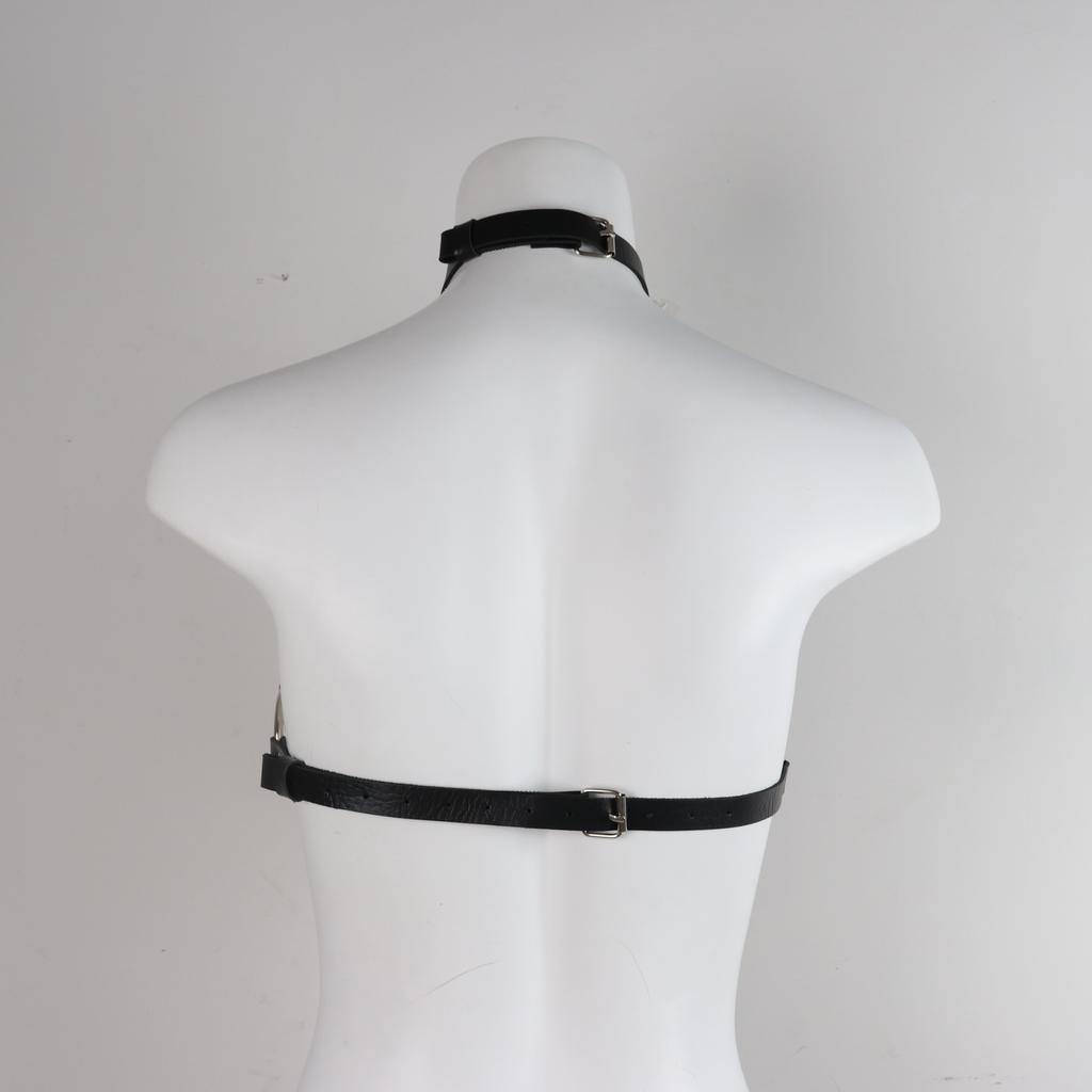 Sexy PU Leather Harness Lingerie Chest Harness Woman Black Sexy Cage Bra Punk Bondage Harajuku Festival Accessories Rave Outfit