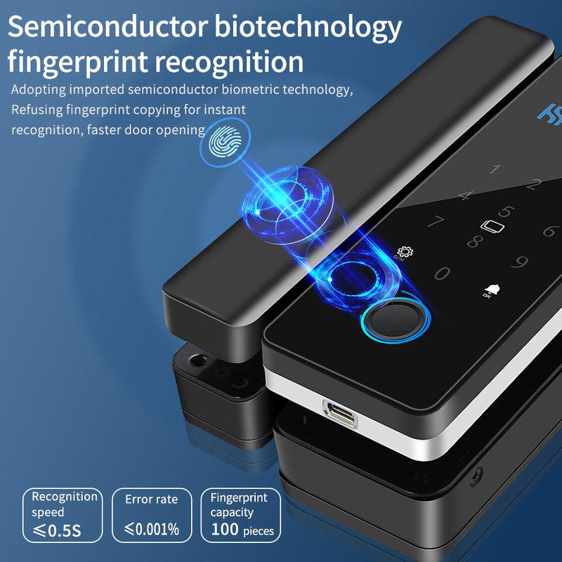 Fingerprint Glass Door Lock Bluetooth Sliding Glass Door Smart Lock Electronic Rfid Card Lock Hahalock APP Control