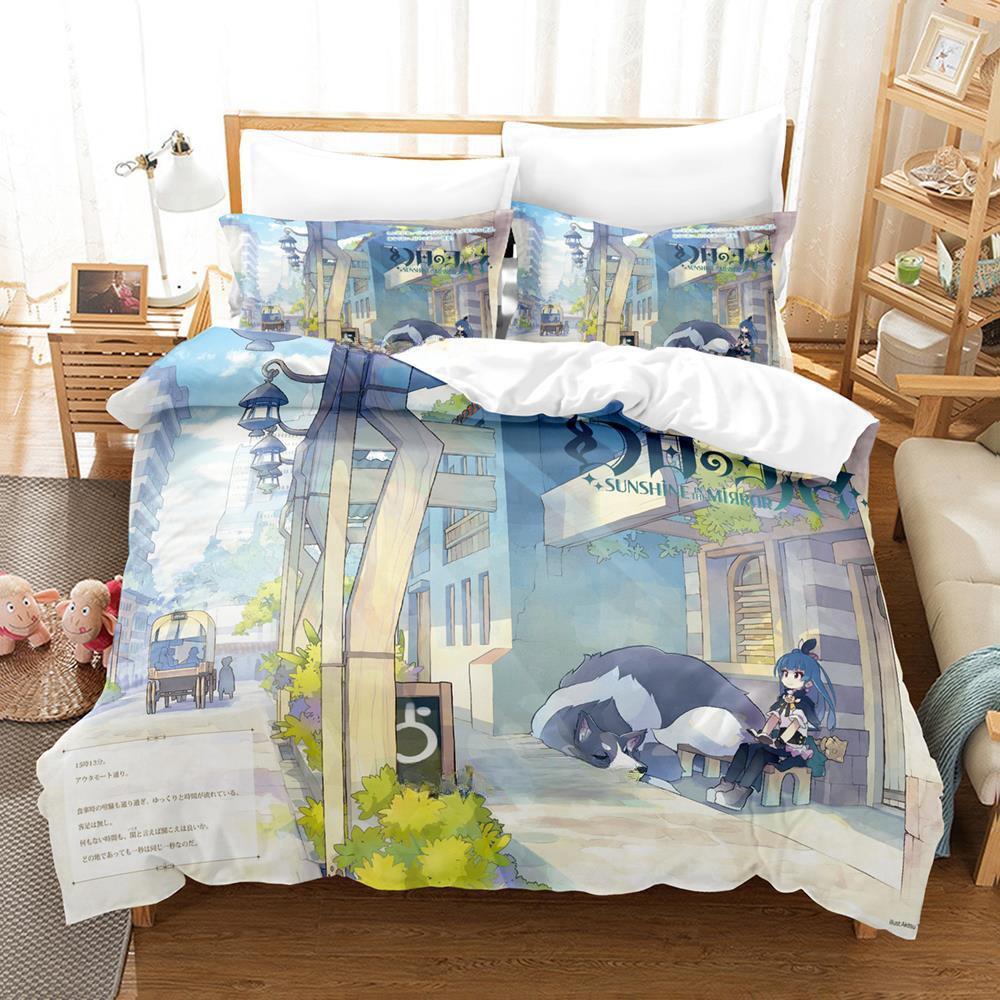 

3D-печать Йоханэ Парагелия: Комплект постельного белья «Солнечный свет в зеркале» Мультяшный Аниме трехпредметный комплект Взрослый Детский Спальня Пододеяльник Комплект EU Twin 135x200cm