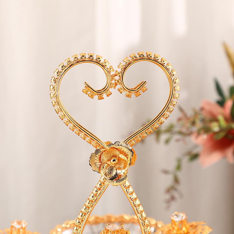Golden flower decoration rotating fruit plate light luxury high-end glass nut snack fruit plate portable fruit plate crafts