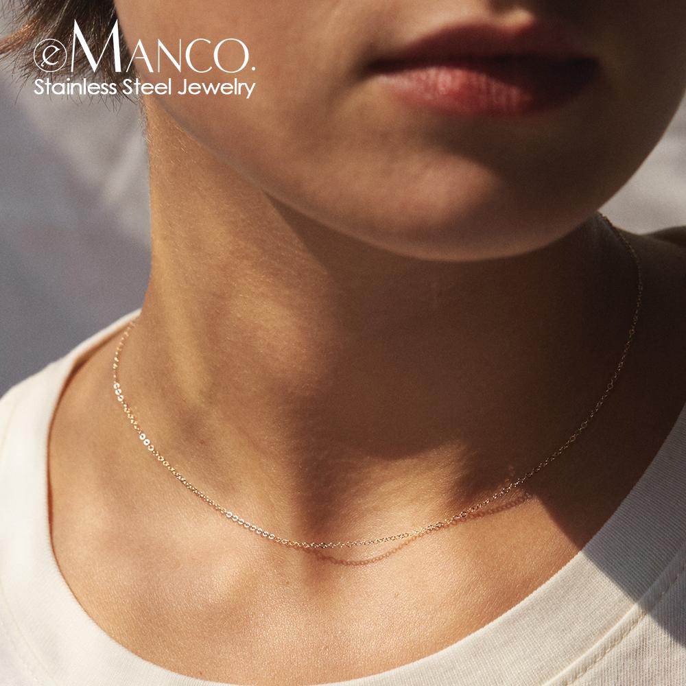 eManco Fine Chain Necklace Stainless Steel Gold Color Pendants Short Long Statement Women Colar Gift Stainless Steel Jewelry