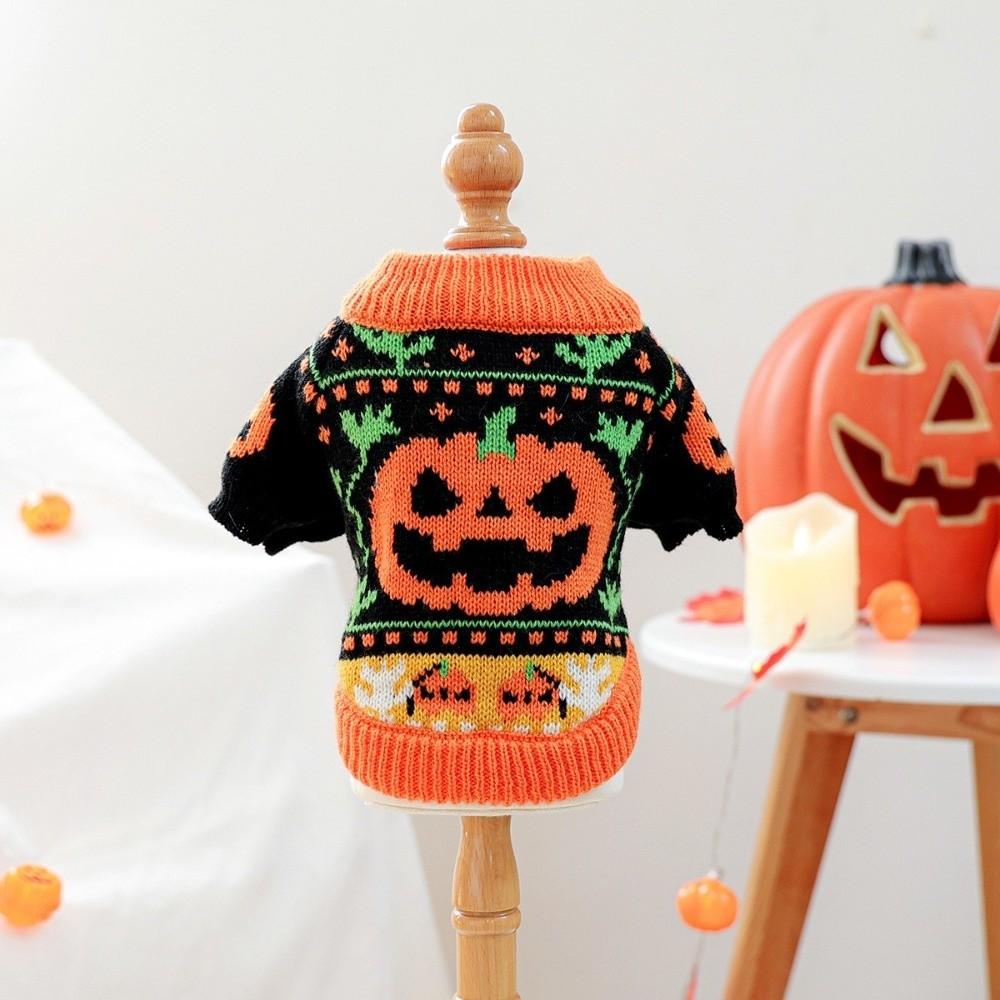 Turtleneck Design Pumpkin Pet Sweater Pumpkin Costume Cat Sweatershirt  Halloween Party