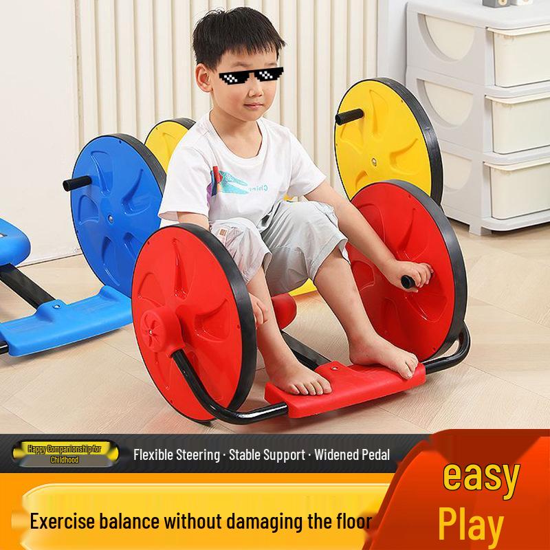 Hand-Crank Rotating Sensory Training Car - Outdoor Rocking Toy for Children Hand-Crank Car (Yellow)