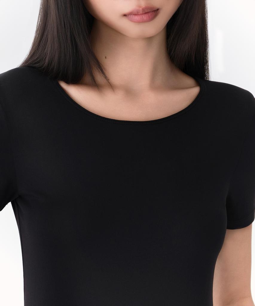 MUSINSA STANDARD WOMAN [Heat Standard] Women'S Crew Neck Short Sleeve Undershirt [Black]