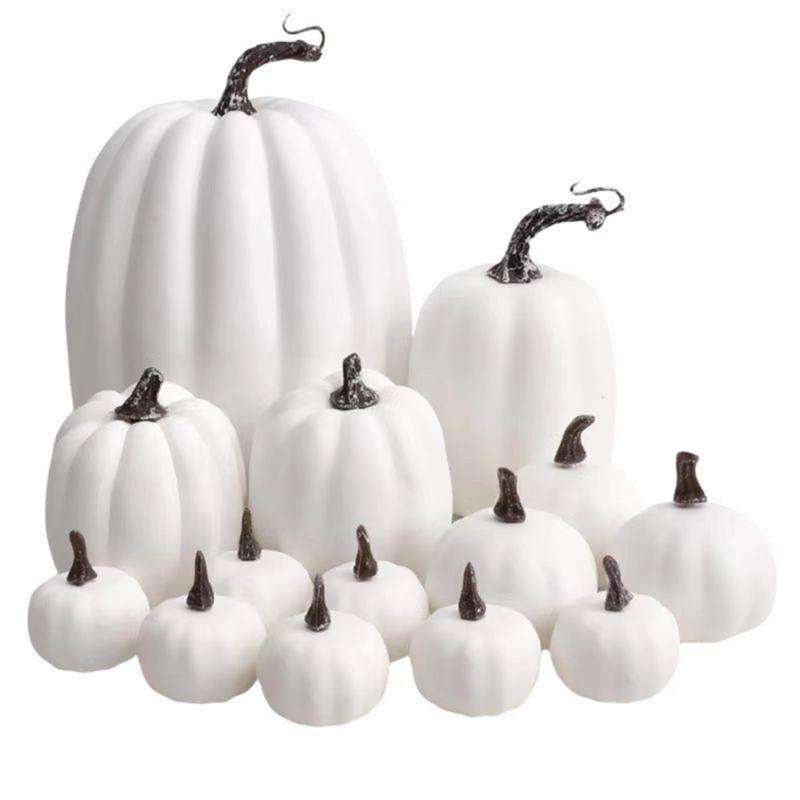Halloween Artificial Pumpkins Set Of 14Pieces Durable User Friendly Materials For Tabletop Porch Decors