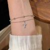 Gold Cross Chain Bracelet For Women Girls Exquisite Crystal Double Layer Adjustable Charm Bracelet Jewelry Gifts