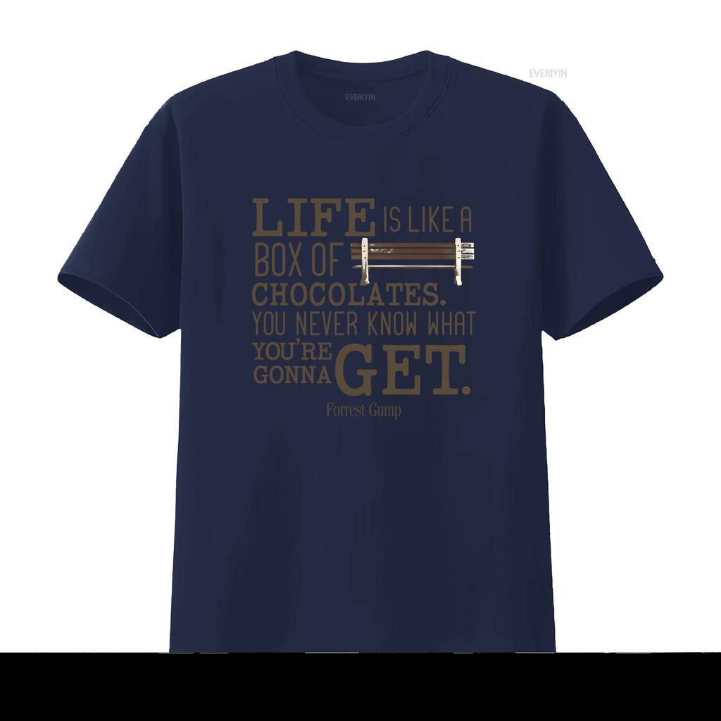 Life Is Like A Box Of Chocolates Forrest Gump Quote T Shirt Unique Design for Movie Fans vintage Washed homme Slightly