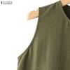 ZANZEA Women Casual Round Neck Print Loose Sleeveless Dress