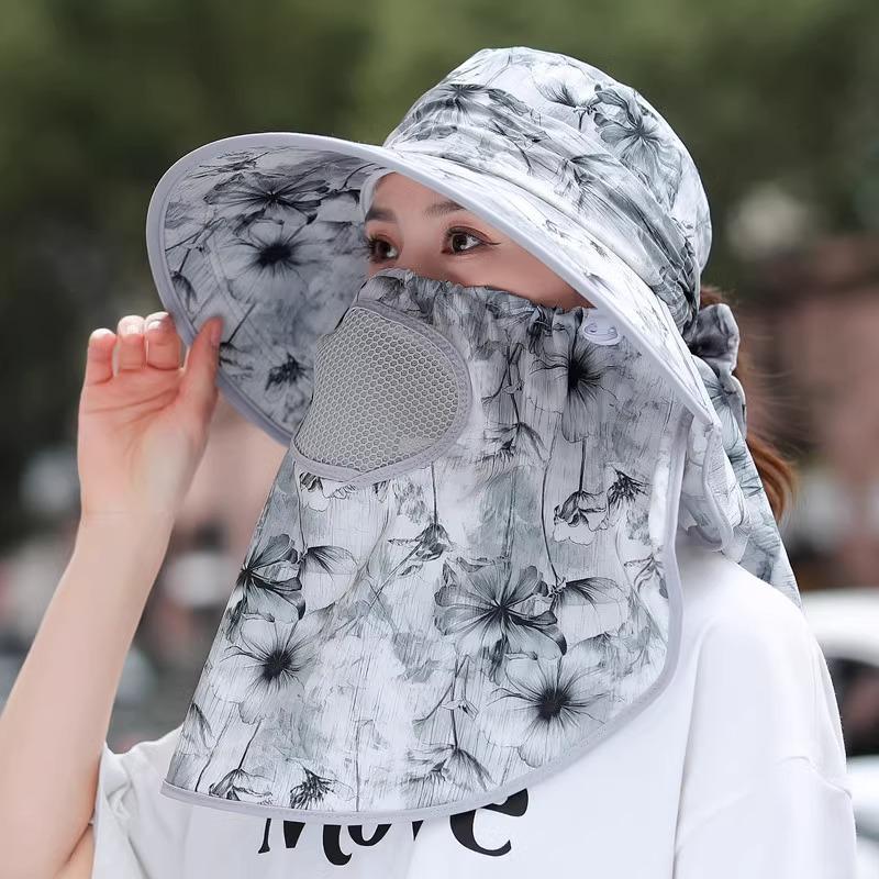 Premium summer sun hat, large brim, UV protection, face cover, shawl, neck protection, sun protection hat, sunshade tea picking women's hat