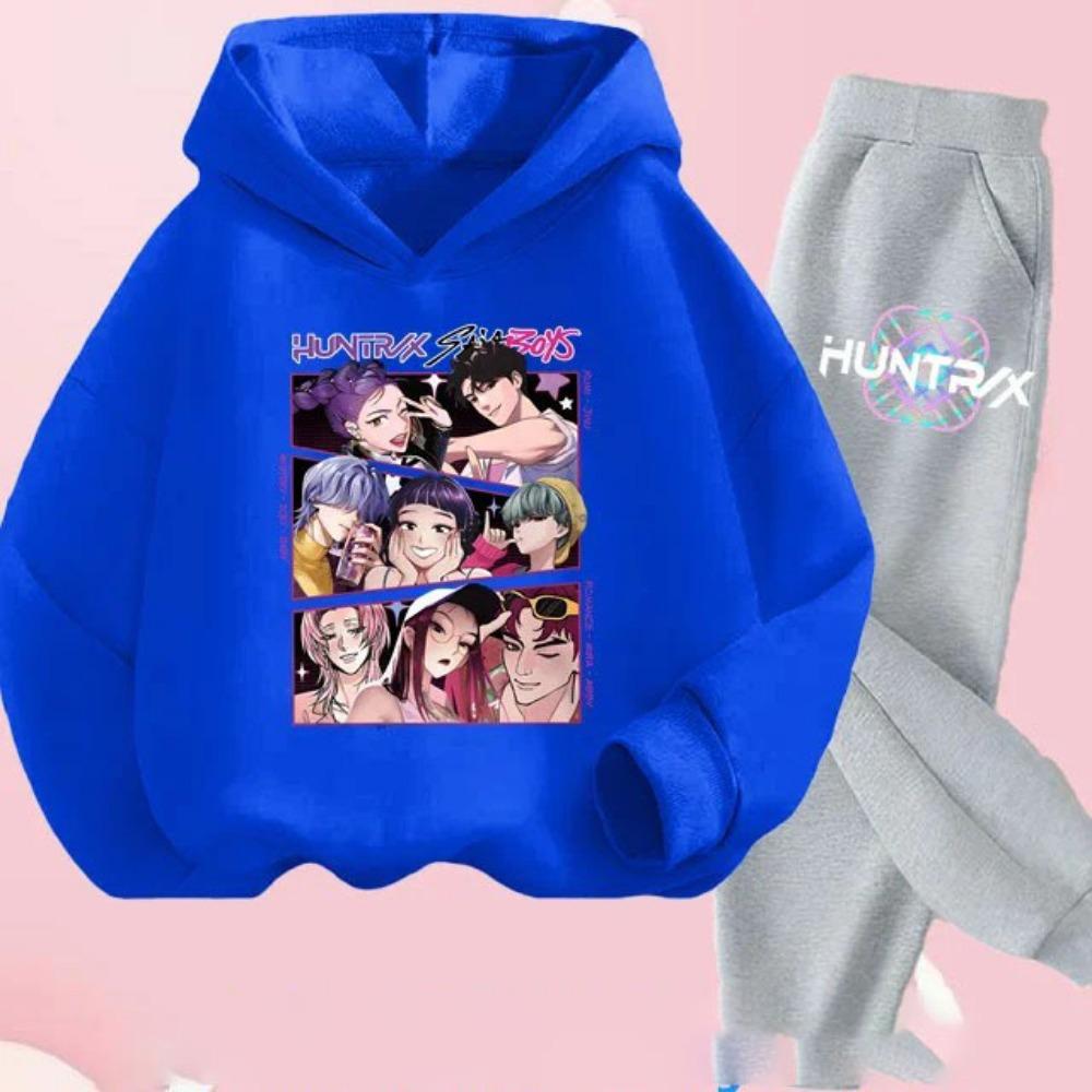 Kids Hoody Suit KPop Demon Hunters Printed Children's Clothing Y2K Hoodies+Pants Sports Sets KPop Demon Hunters