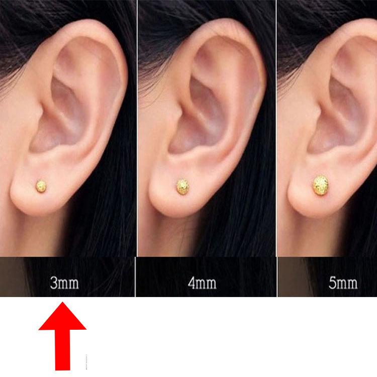 Matte Gold Stud Earrings for Women Round Bead Earrings Gold Plated Unisex Classic Style Versatile Gift Kosher Jewelry Accessories 3mm