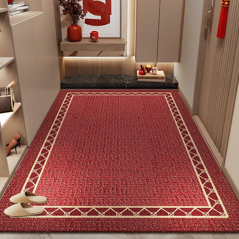 Red Plush Carpet Door Mat Non Slip Cuttable Welcome Doormat For Home Entryway Entrance Porch High End Festive Floor Mat