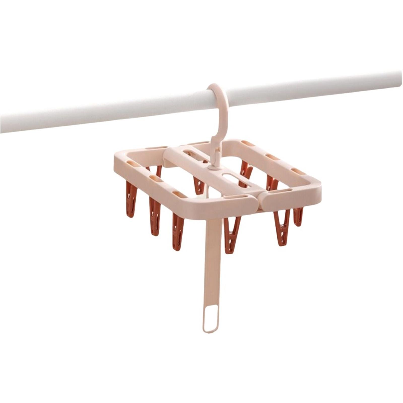 

Foldable Clothes Drying Rack with Clips, Multifunctional Underwear Hanger for Student Dormitory Balcony Home Use one size рожевий