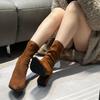 2025 Autumn Winter Women Pointed Toe Stiletto Ankle Boots Mid Heel Chunky Block Heel Elastic Boots Short Tube Bare Boots