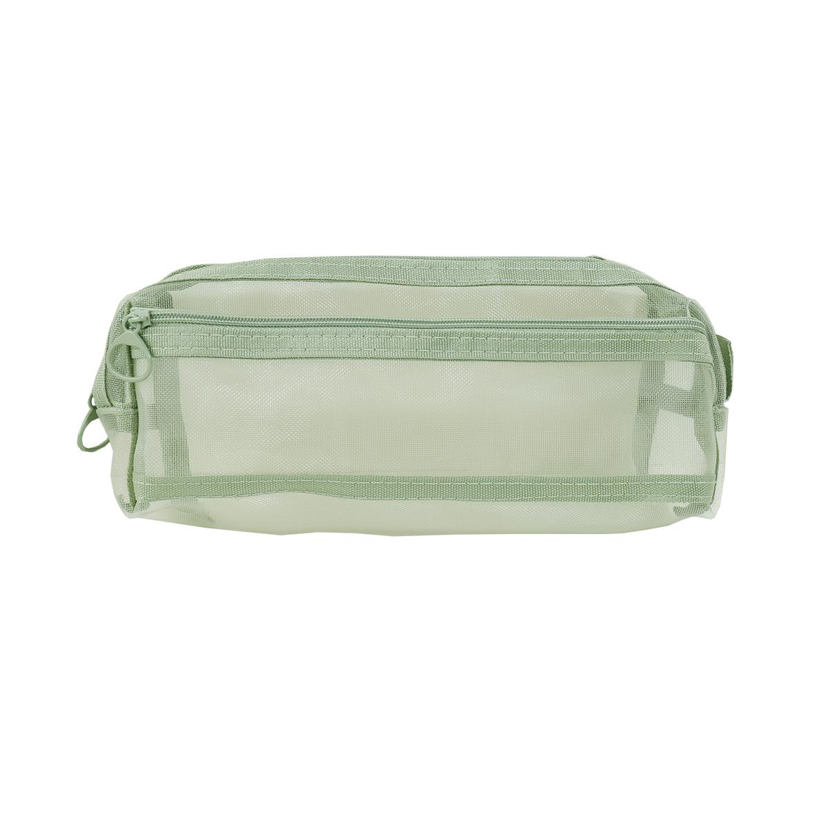 Square Transparent Pencil Case Mesh Double-Layer Stationery Bag Large Capacity Student Exam Special Simple Storage Bag
