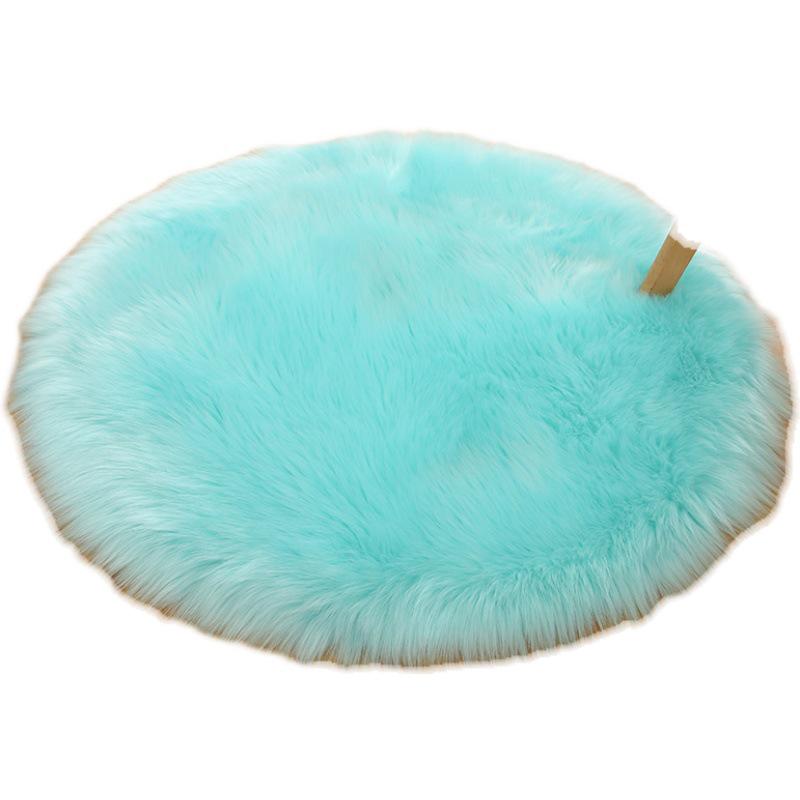 Nordic Faux Wool Plush Round Rug for Bedroom and Vanity with Butterfly Chair Blanket.