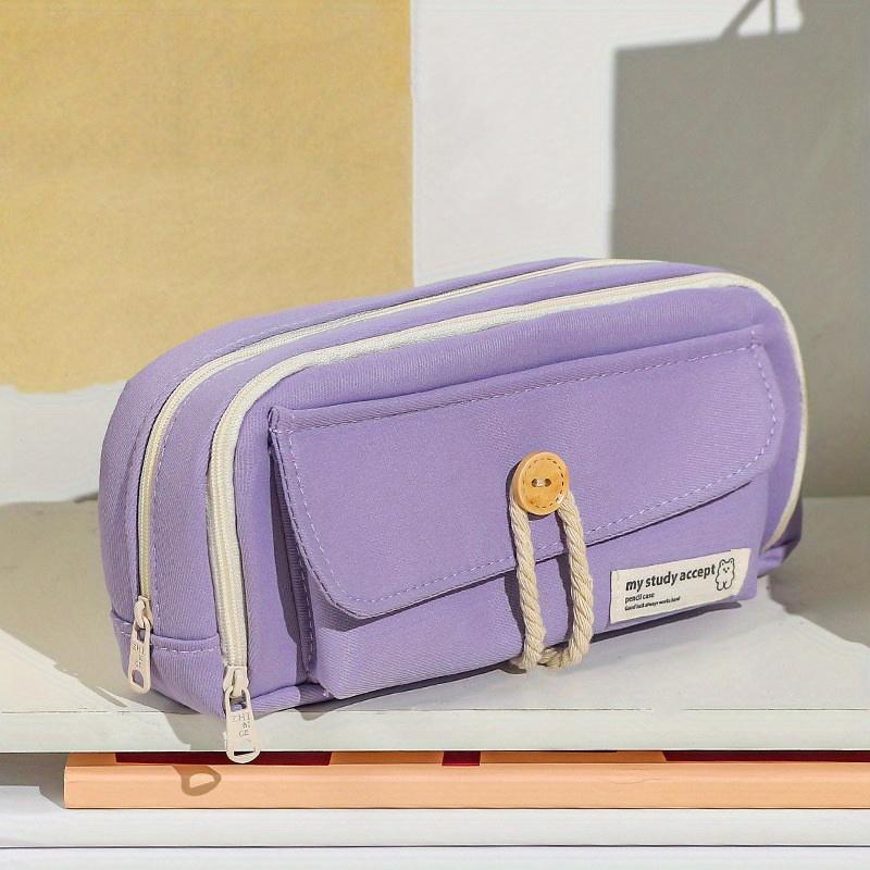 Student Cute Pencil Bag Button Cotton Cord Cloth Stationery Bag School Supplies Large Capacity Storage Bag DIY Children Pen Case