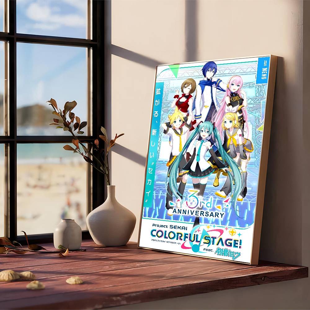 Anime P-project S-sekai Movie Sticky Posters Retro Kraft Paper Sticker DIY Room Bar Cafe Aesthetic Art Wall Painting