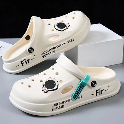 Men's Hole Shoes for Stepping On Shit Feel Summer Wear New Thick-soled Driving Non-slip and Wear-resistant Beach Bag Head Sandals Men