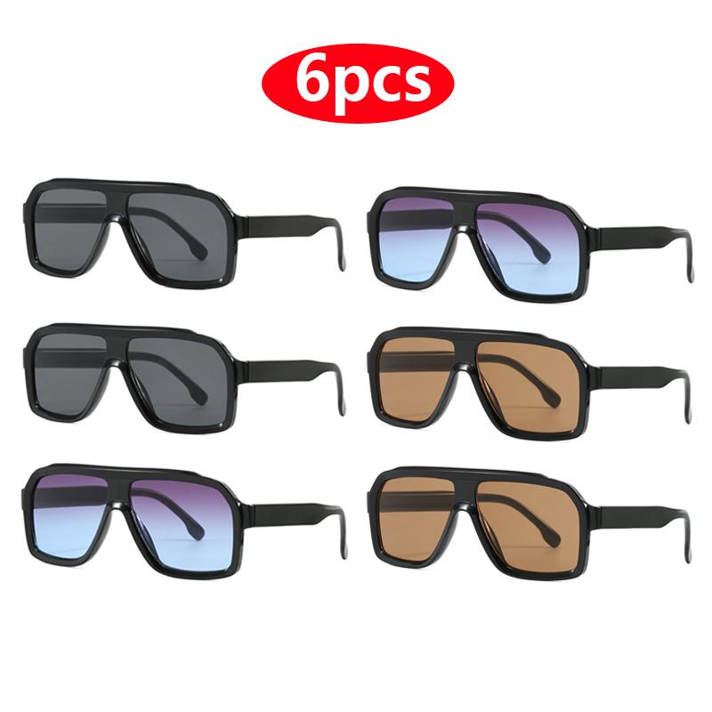 1/6pcs Vintage Square Sunglasses Women Men Thick Frame Brand Eyewear Fashion Chic Polygon Sun Glasses Black Shades