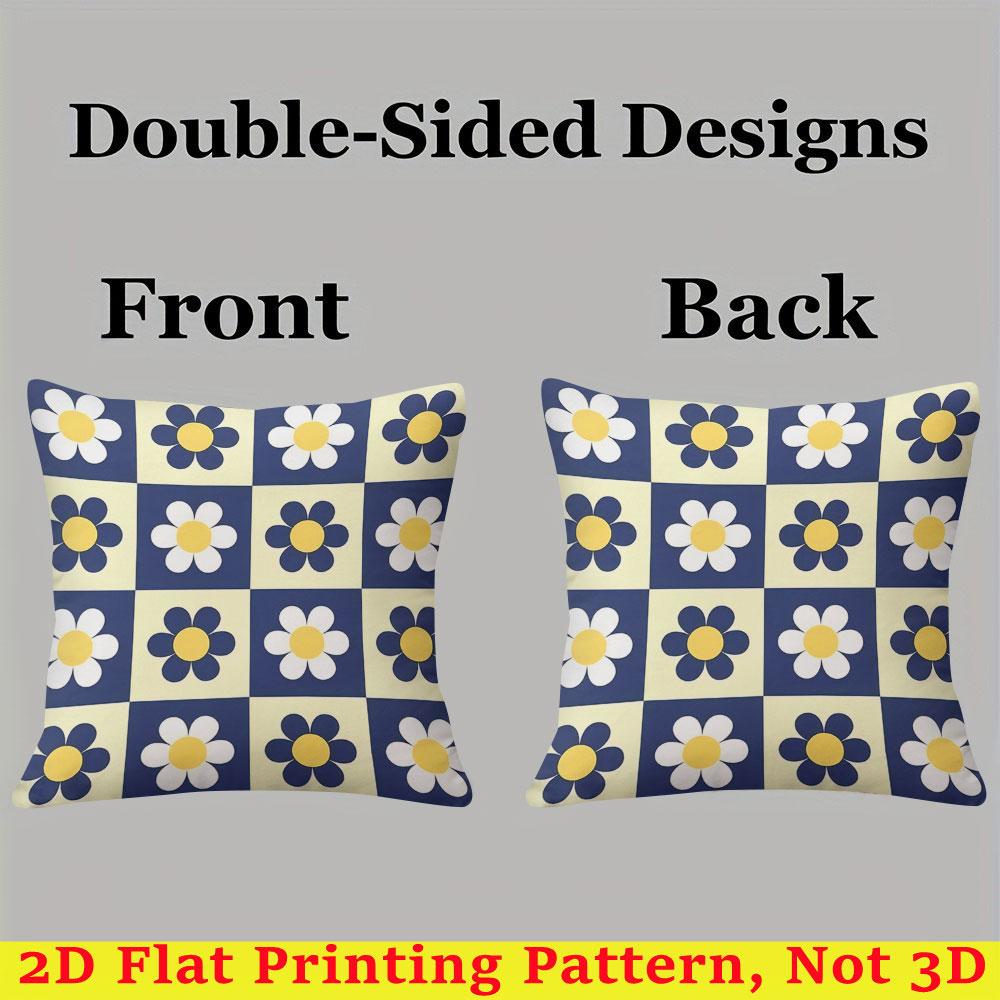Checkerboard Flower Pattern Square Jacquard Pillow Cover for Sofa Office Waist Cushion Cover Home Decorative Pillowcase