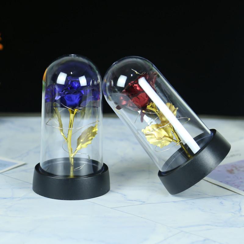 Small gold foil rose luminous led light ornament creative Christmas Valentine's Day gift night light