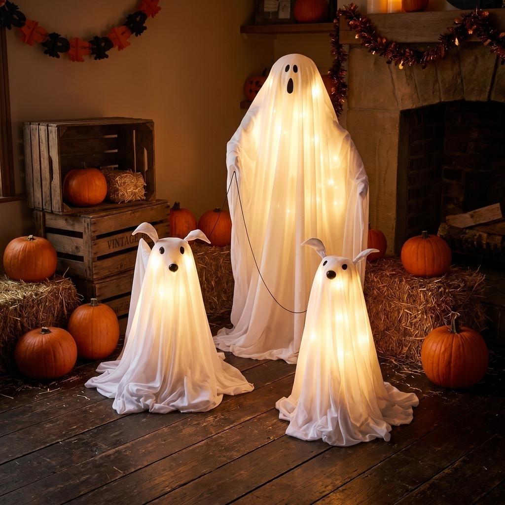 Halloween Glowing Dog Walking Team Decoration for Outdoor Yard