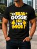 Le Beau Gosse Ici Est Moi French Handsome Guy Quote With Thumbs Up Icons Stars And Bold Yellow Unisex All Tshirt