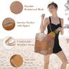 Mesh Beach Tote Bag Large Capacity Women Shoulder Bag Anti-Sand Net Shopping Bag with Zipper Pocket Lightweight Summer Travel Handbag