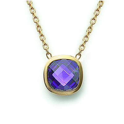 [E9830] - Gold-Plated Necklace 'Linda' Golden Amethyst - 11 Mm