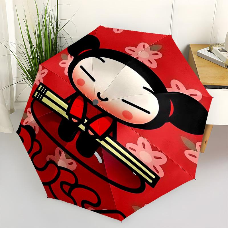 

Pucca, Cartoon Themed Automatic Opening and Closing Umbrella, Compact Travel Umbrella, Lightweight and Portable, Suitable for Beach Commutin