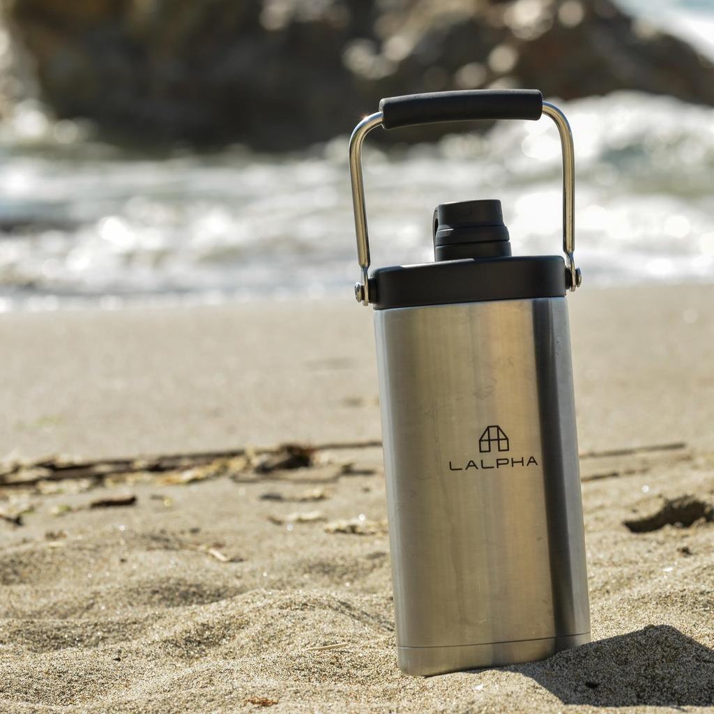 LALPHA Ice Jug, Vacuum Insulated Ice Container, Keeps Ice Cold and Hot, Stainless Steel, Perfect for Camping and Outdoors (1.8L, Silver)