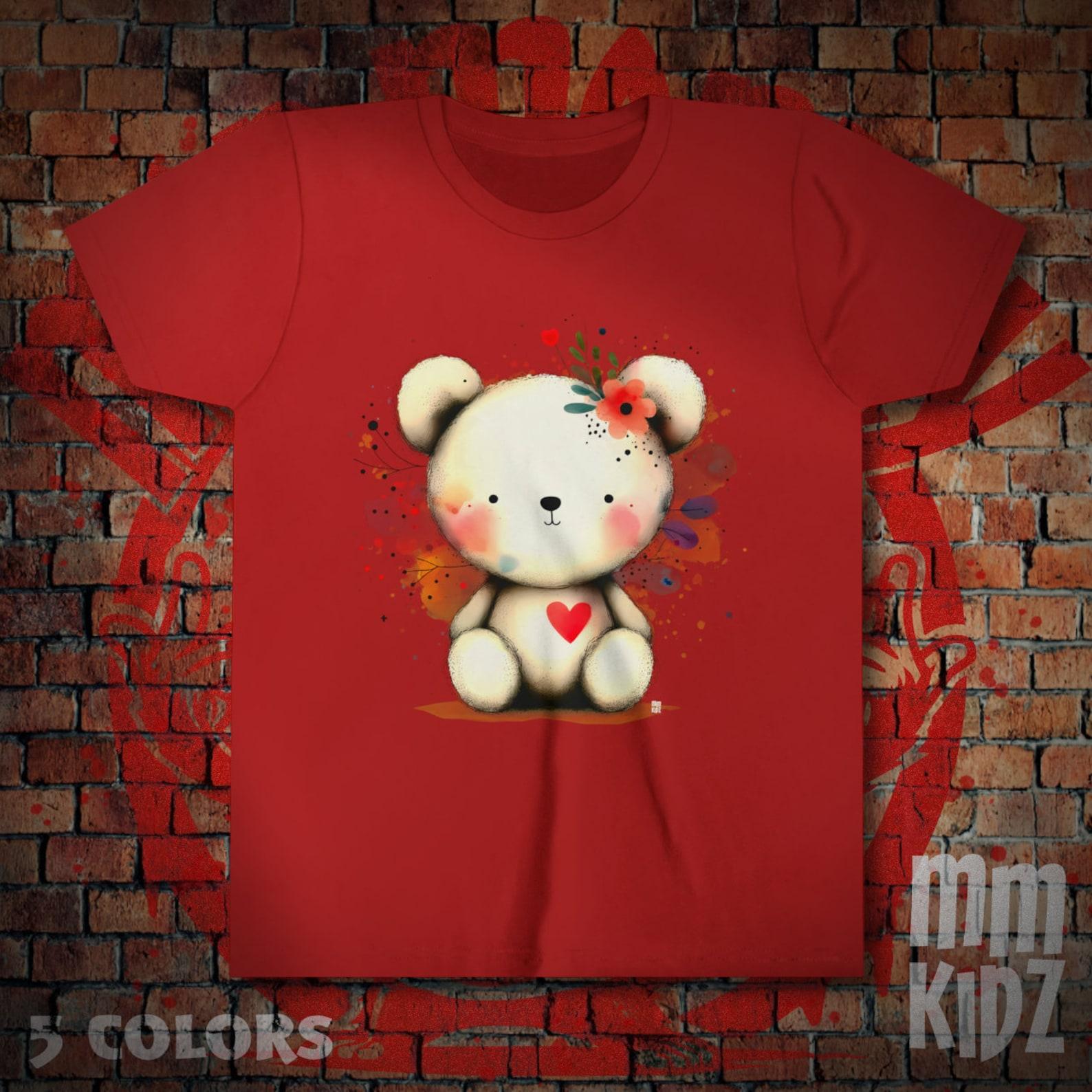 Valentines Day T-Shirt, Teddy Bear T Shirt, Teddy Bear Heart Graphic Tee, Cute Teddy Bear Tee, Gifts for Daughter, Gifts for Kids 130