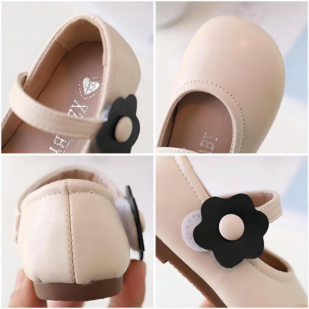 Fashion 2024 New Girls White Leather Shoes Children Flat White Shoes Girls Flower Girl School Dress Shoes Toddler Girl Footwear