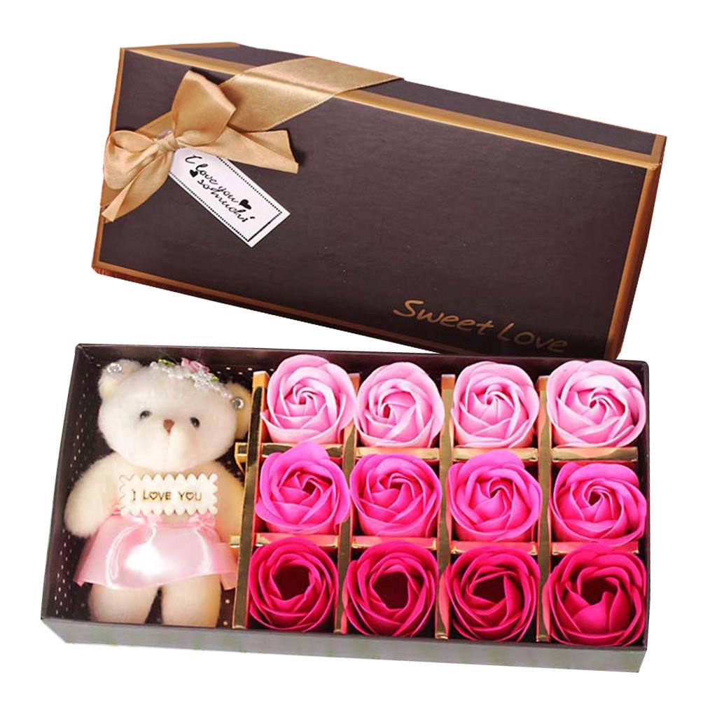 New Valentine's Day Bear Gift Box Gift Rose Gift Small Gift 12 Soap Flower