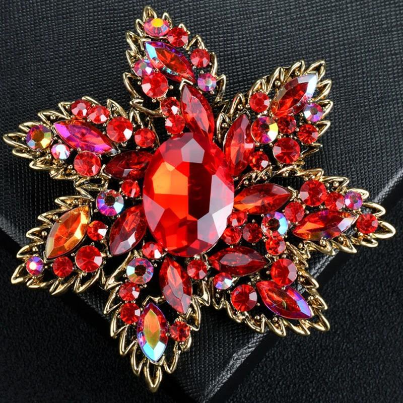 Luxury Elegant Colored Crystal Brooch Rhinestone Pearl Brooch Needle Clothing Suit Coat Accessories