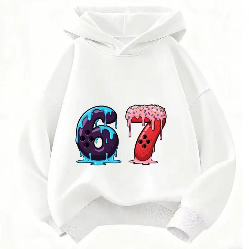 Cartoon Girls Boy Hoodie 67 Six Seven Print Clothing Rouba a BrainRot Brainrot Sweatshirt Kids Fashion Tops