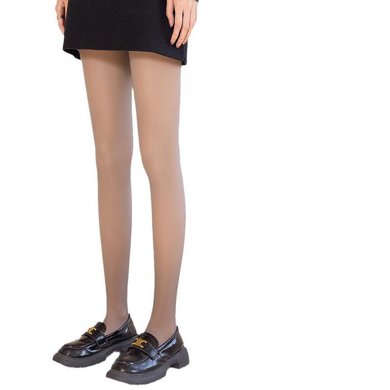 Dámské neprůhledné šedé legíny: Podzimní a zimní umělé průhledné sametově vylepšené punčochy