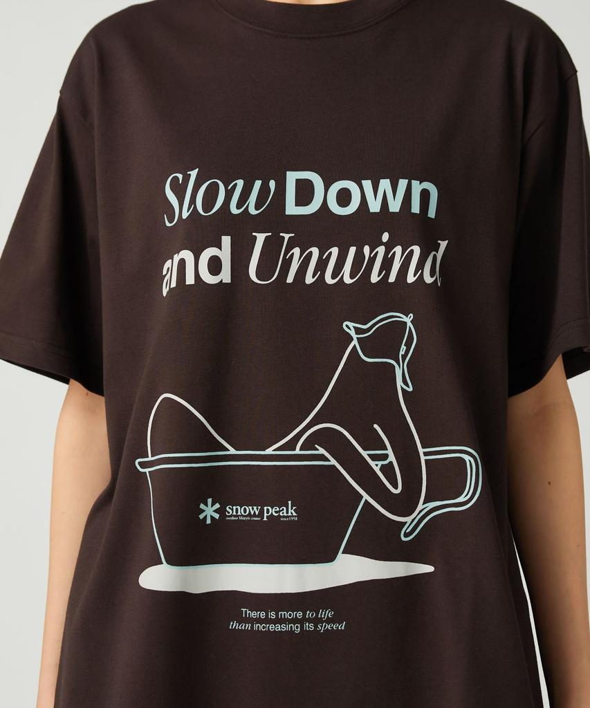 Snow Peak Relaxation Short Sleeve and Dark Size S T-Shirt TS-25AU005, T-Shirt, Men's Women's, Brown,