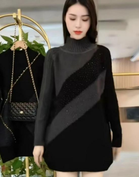

Women s Mid-Length Knitted Sweater: Autumn/Winter Fashion, Slim Fit, Half High Neck, Thick, Stylish Outerwear One Size