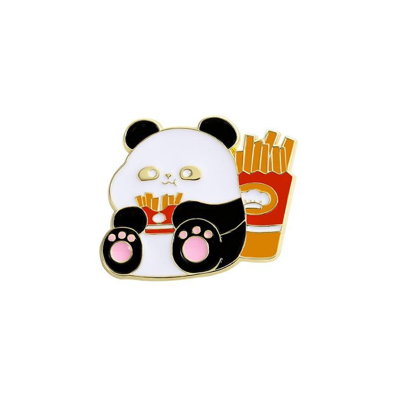 Chinese style panda brooch cute animal bag badge clothing bag accessories bamboo giant panda chain collar pin