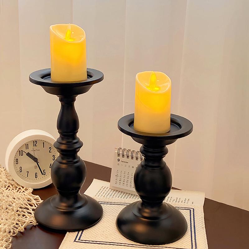 American Retro Roman Column Black Scented Candle Holder: Bedroom Desktop Decoration