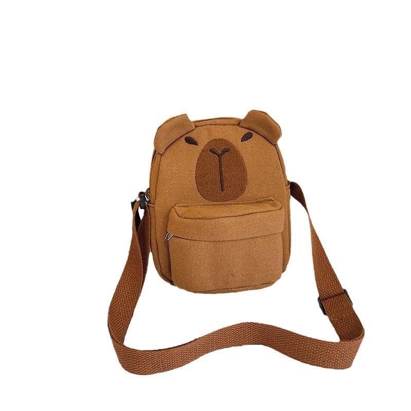 

Capybara Kitty Cartoon Cross Chest Bag Coin Purse Canvas Kids Bag For Use Daily хакі