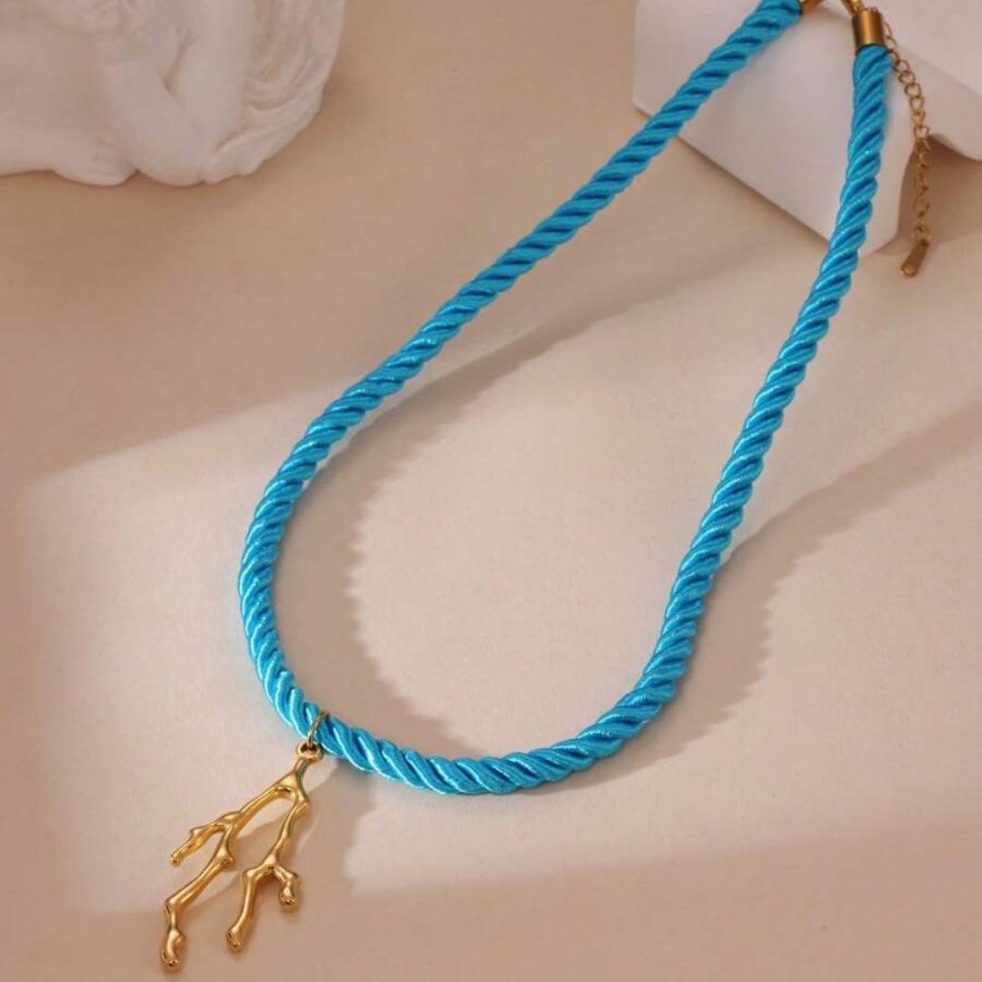 

Versatile Love Rope Necklace Sun Scallop Branches Pendant Collarbone Necklace Electroplated 18K Gold Color Retention