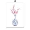 Nordic Minimalist Canvas Picture Blue and White Porcelain Painting Watercolor Posters and Prints for Living Room No Frame